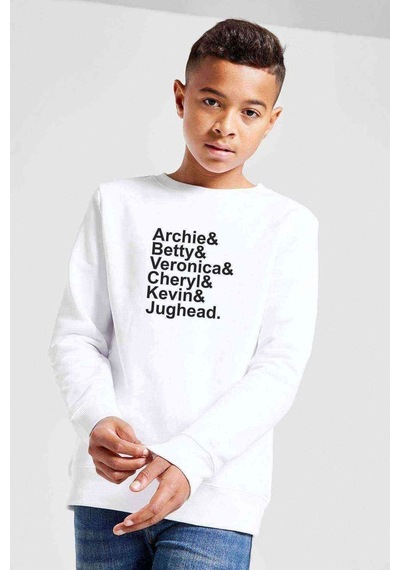 Tshirthane Riverdale Characters Name Baskılı Unisex Çocuk Beyaz Sweatshirt Beyaz