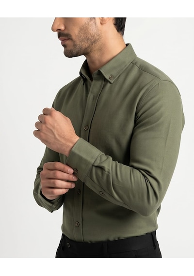 Özeniş Erkek Cepsiz Pamuklu Uzun Kollu Oxford Slim Fit Gömlek Siyah