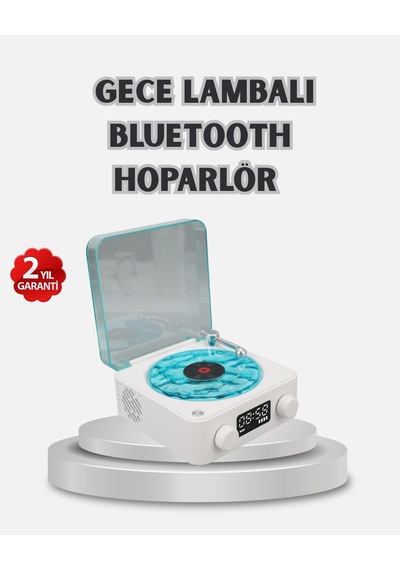 3-ü-1 Gece Işığı Bluetooth Hoparlör Dijital Saat Vintage Plak Çalar Tasarımlı - Lisinya