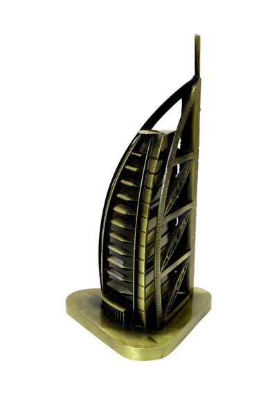Vintage Metal Dubai Burj Al Arab Biblo Antik Bronz 16 Cm