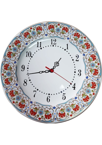 Armada Çini Prt 134 25 Cm Maviı Altın Yaldızlı Karanfil Desenli Porselen Çini Saat