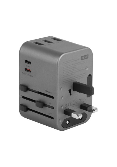 Travelworld 35 Universal 35w Type-c 15w Type-c Ve 12w Usb Çıkışlı Pd Hızlı Şarj Aleti - Koyu Gri