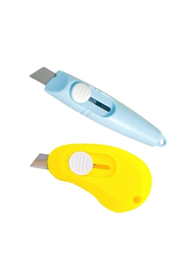 2 Adet Çelik Bıçaklı Mini Tekli Falçata Maket Bıçağı, 2 Farklı Model Portatif Küçük Falçata