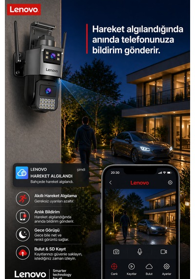 2 Kameralı 10mp Wifili Ultra Renkli Gece Görüşlü Hareket Takipli Güvenlik Kamerası