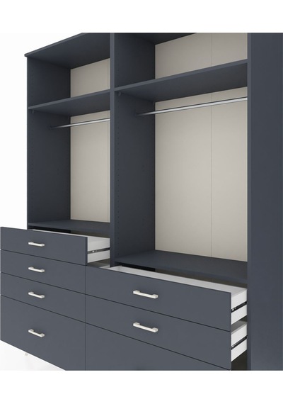 Hyperion Gardrop 4 Raflı 7 Çekmeceli 2 Askılı 176x44x221 Antrasit-antrasit Beyaz Hyperion Gardrop 4 Raflı 7 Çekmeceli 2 Askılı 176x44x221 Antrasit-antrasit Beyaz
