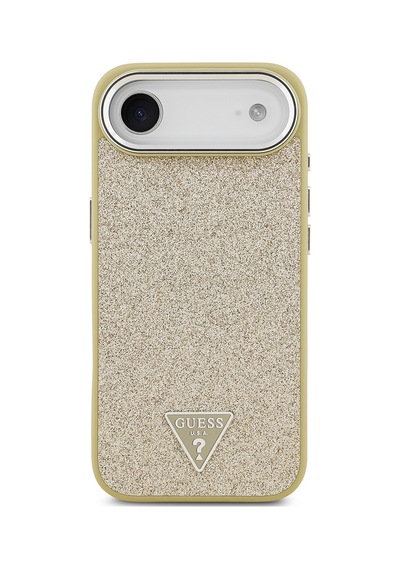 Apple Uyumlu iPhone 17 Air Kılıf Guess Lisanslı M-safeli Metal Kamera Çerçeveli Üçgen Logolu Glitter Gold Gold