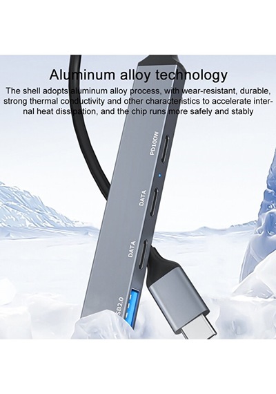 Pd 100w 5in1 Type-c To Usb Çoklayıcı Çevirici Hub 5 Port / 2xusb