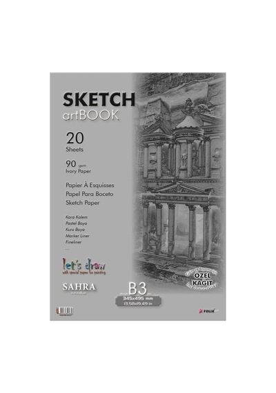 Sketchbook Sahra B3 Tutkallı 90 Gr. Ivory 34,5x49,5 Cm 20 Yaprak