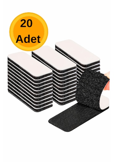 20 Adet 2x5 Cm Arkası Yapışkanlı Cırt Cırt Bant Halı Kilim Koltuk Örtüsü Tablo Sabitleyici