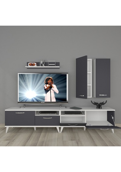 Decoraktiv Eko 5220d Mdf Retro Tv Ünitesi Tv Sehpası Beyaz - Antrasit