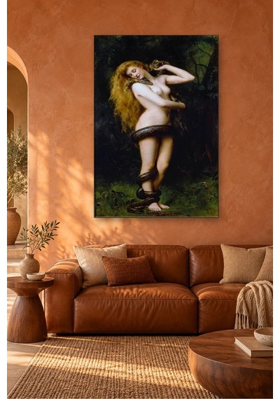 Fida John Collier Yılanlı Lilith Canvas Tablo Çok Renkli