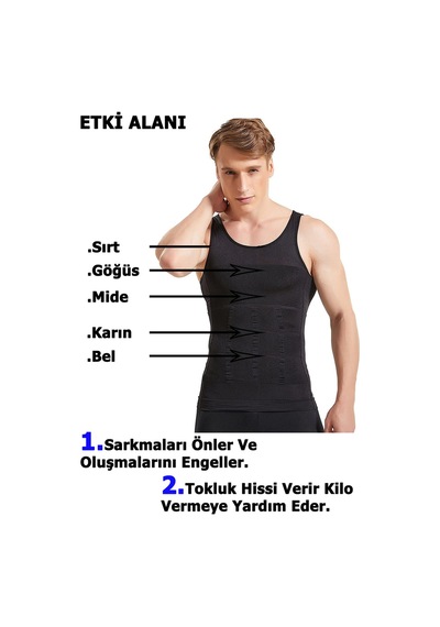 Young Fit Göbek Sıkılaştırıcı Erkek Siyah Korse Atlet Siyah