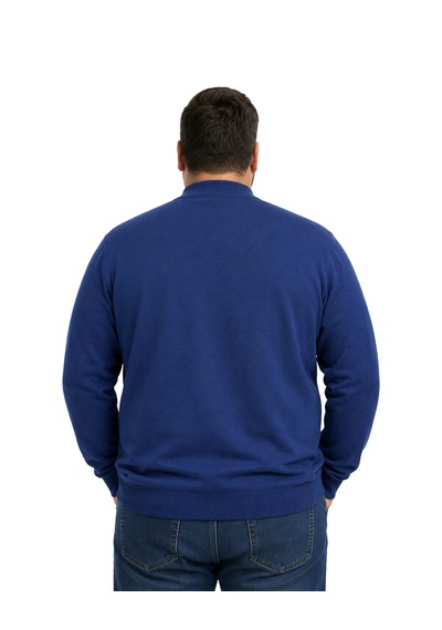 Battalmoda Erkek Büyük Beden İndigo Yarım Balıkçı Triko Kazak 3xl-4xl-5xl-6xl