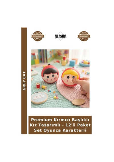 Premium Kırmızı Başlıklı Kız Tasarımlı - 12'li Paket Set Oyunca Karakterli