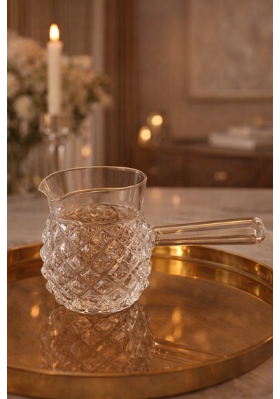Isıya Dayanıklı Cam Cezve Kristal 400 Ml, 10 Cm Yükseklik, Cam Türk Kahvesi Cezvesi