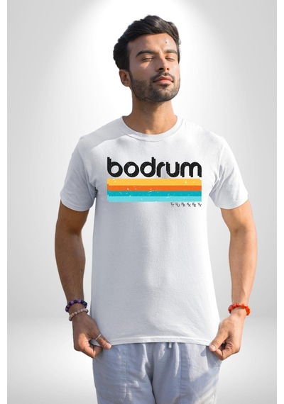 Bodrum Türkiye Unisex Unisex Beyaz Organik Baskılı T-shirt Penye Yüksek Kalite Beyaz