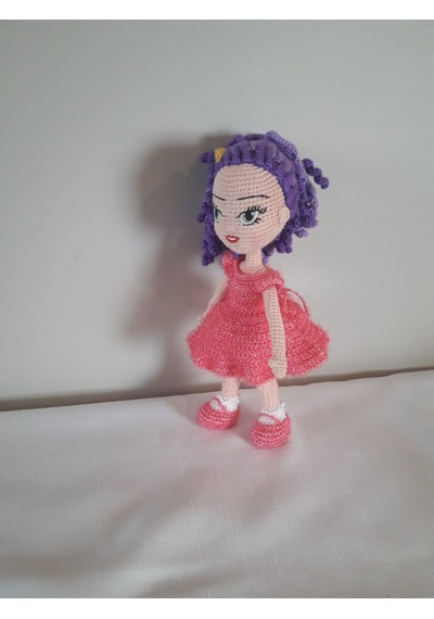 Amigurumi Mor Saçlı Kız Oyuncak