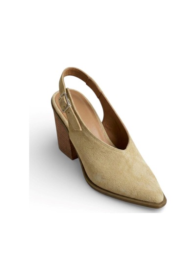 Fox Shoes U654304102 Bej Hakiki Deri Süet Western Topuklu Ayakkabı Bej