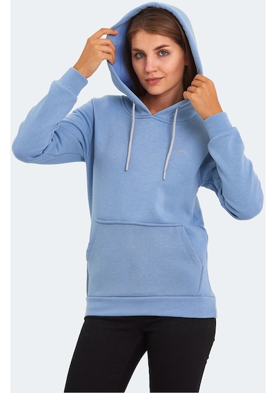 Slazenger KESHIAN IN Kadın Kapüşonlu Cepli Mavi Sweatshirt