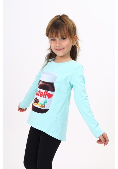 Toontoy Kids Toontoy Kız Çocuk Nutella Baskılı T-shirt Mint Yeşili