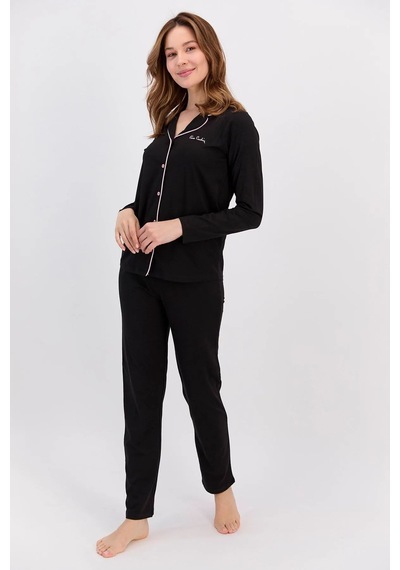 Pierre Cardin 7717 Kadın Modal Uzun Kollu Önden Düğmeli Pijama Takımı-siyah Siyah Pierre Cardin 7717 Kadın Modal Uzun Kollu Önden Düğmeli Pijama Takımı-siyah Siyah