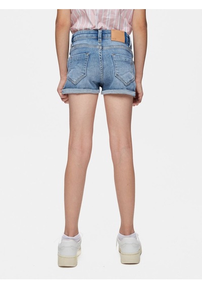 Judıe G Orta Bel Slim Fit Mavi Jean Şort Mavi