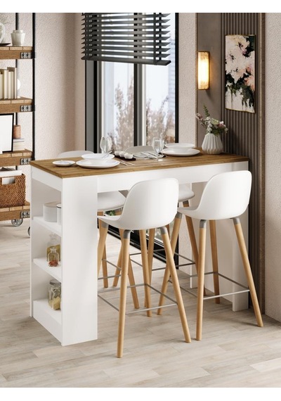 Shelfy Bar Raflı Yemek Masası Safir Meşe Safir Meşe