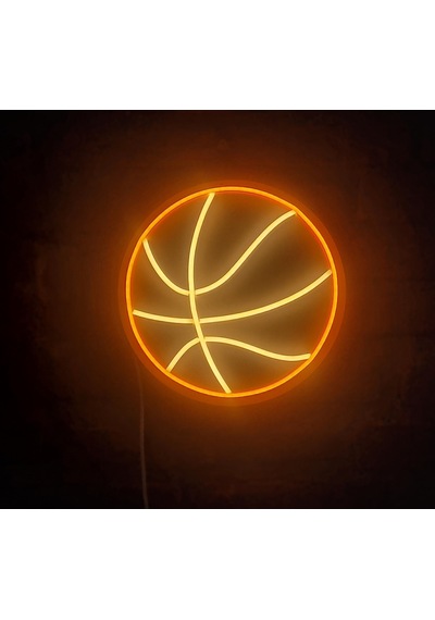 Basketbol Topu Neon Led Duvar Aydınlatması - 28x28 Cm