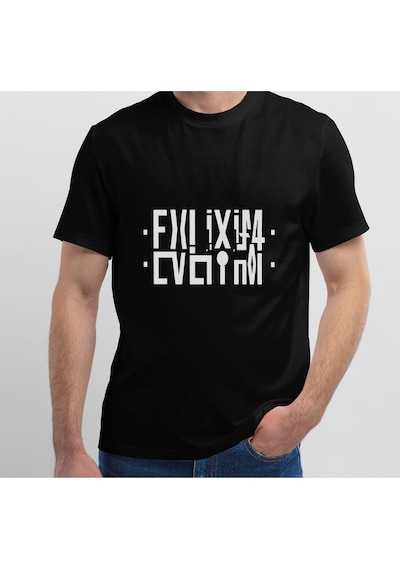 Flood Of Style Erkek Siyah Eviliyim Yazılı Katlamalı Oversize T-shirt
