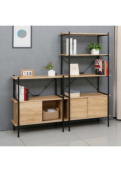 Retro 2 Raflı Sürgü Kapaklı Metal Kitaplık - Ceviz/siyah 80x92x40 Cm Ceviz - Siyah Retro 2 Raflı Sürgü Kapaklı Metal Kitaplık - Ceviz/siyah 80x92x40 Cm Ceviz - Siyah