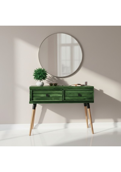 Mobenta Stria Entry: Modern Masif Dresuar 2 Çekmeceli Antre Konsolu - 120x31.5 Ye Yeşil