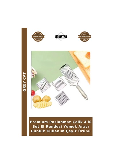 Premium Paslanmaz Çelik 4'lü Set El Rendesi Yemek Aracı Günlük Kullanım Çeyiz Ürünü Çok Renkli