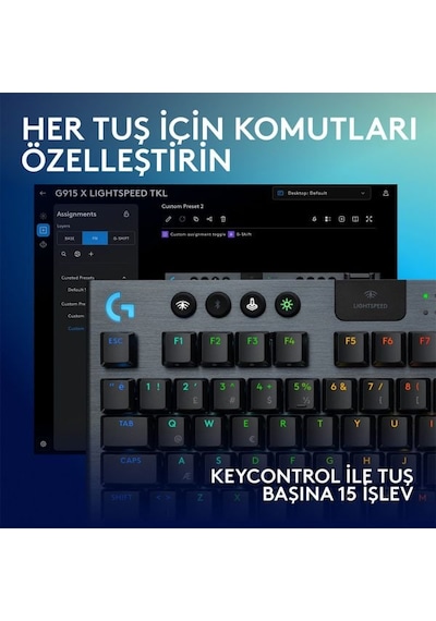 Logitech 920-012721 G915 X Lightspeed TKL Low Profile Tactile Switch Kablosuz Klavye
