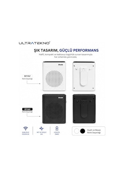 Kablosuz Mikrofonlu Rehber Amfisi 3" Subwoofer Hoparlör Bluetooth Fm Usb Tf Kart Destekli Hoparlör