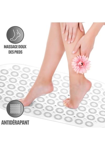 Dln Shop 2 Adet Bath Math Banyo & Duş Kaydırmazı Beyaz Renk Masajlı Model Banyo Paspas V-142 Beyaz