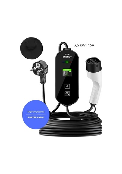 New Energy Tip 2 5m Kablo Taşınabilir Ev Şarj İstasyonu 3.5kw 16a Ip65 Suya Dayanıklı