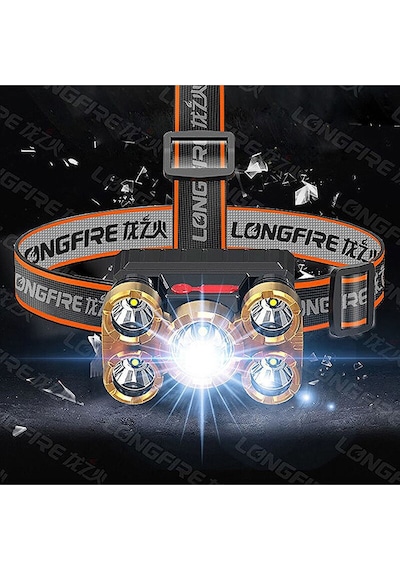 Rc-51 Şarjlı 5 Led 5x T6 Cree Led 36000 Lümen Profosyonel Kafa Feneri Lambası 4 Modlu Bisiklet Diğer