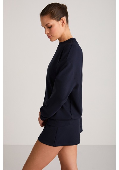 Ethıquet Maısıe Kadın Organik Pamuklu Comfort Fit Bisiklet Yaka Lacivert Sweatshirt
