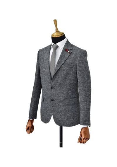 Erkek Tek Spor Ceket Çift Yırtmaçlı Bgl-st03972 Koyu Gri