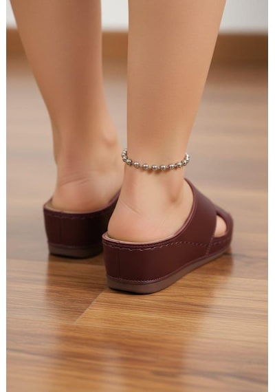 Neon Shoes Desy Kadın Ortopedik Taban Şık Konfor Modeli Günlük Terlik Genç Anne Ev Dışarı Terliği Bordo