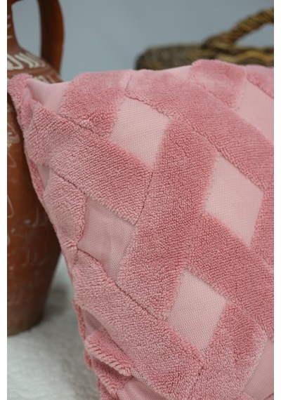 Cross Welsoft Jakarlı Dekoratif Kırlent Kılıfı 43x43 - Ztcross Pembe