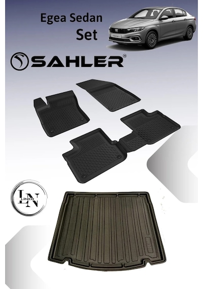 Sahler Fiat Egea Sedan Uyumlu 4.5d Premium Sahler Paspas + Liner Marka 3d Bagaj Havuzu Seti - Egea S