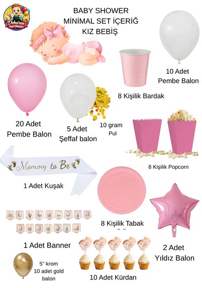 Baby Shower Süsleme Seti 8 Kişilik Hoş Geldin Bebeğim Parti Malzemeleri Balon Seti Mevlit, Cinsiyet Belirleme, Hastane Odası Süsleme Pembe Baby Shower Süsleme Seti 8 Kişilik Hoş Geldin Bebeğim Parti Malzemeleri Balon Seti Mevlit, Cinsiyet Belirleme, Hastane Odası Süsleme Pembe