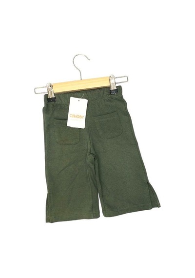 Çikoby Kız Bebek Yırtmaçlı Örme Pantolon-13578 Haki