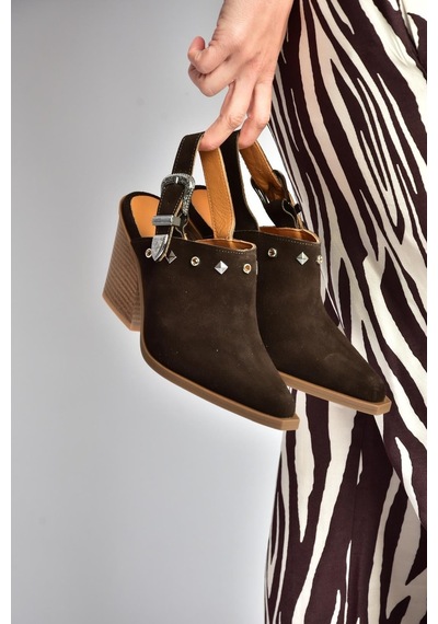 Fox Shoes Y654307702 Kahverengi Hakiki Deri Süet Alçak Topuklu Western Ayakkabı