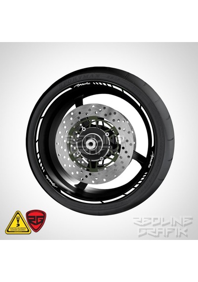 Tvs Apache Yazılı Reflektif Gümüş Beyaz Jant Şeridi Redlinegrafik
