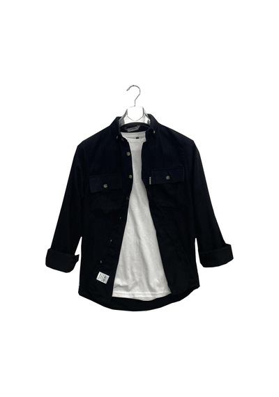 Classics Men Cafes Uzun Kol Slim Fit Erkek Kadife Gömlek-6969 Siyah
