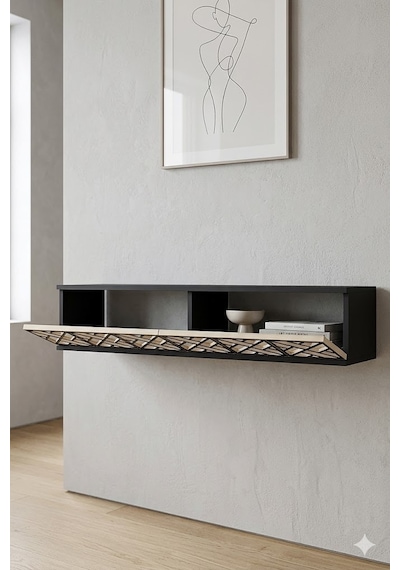 Tda1238atg Arex Duvara Montaj Tv Sehpası Antrasit-traverten-gold 120cm Tda1238atg Arex Duvara Montaj Tv Sehpası Antrasit-traverten-gold 120cm