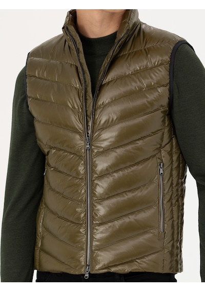 Cacharel Haki Slim Fit İnce Kapitone Mont Yelek Yesıl