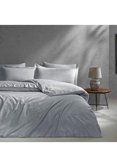 Linens Mix&match Pamuk Saten Çift Kişilik Saten Nevresim Kılıfı Gri Gri